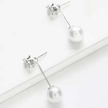 Faux Pearl & Bar Drop Earrings 1pair