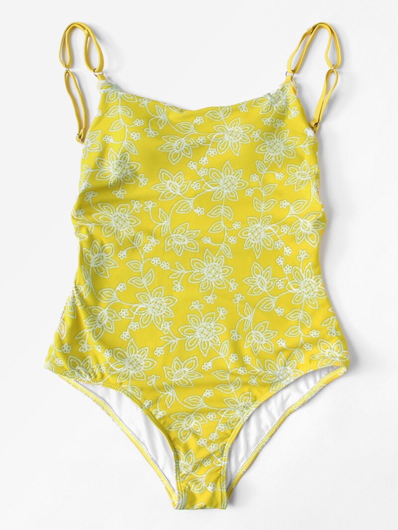 

Flower Print Swimsuit, Yellow