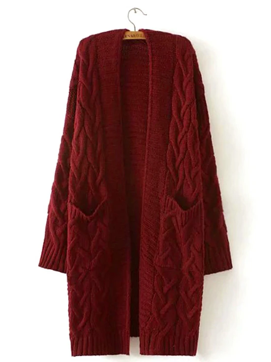 Cárdigan largo de ochos - Granate - Ver 1