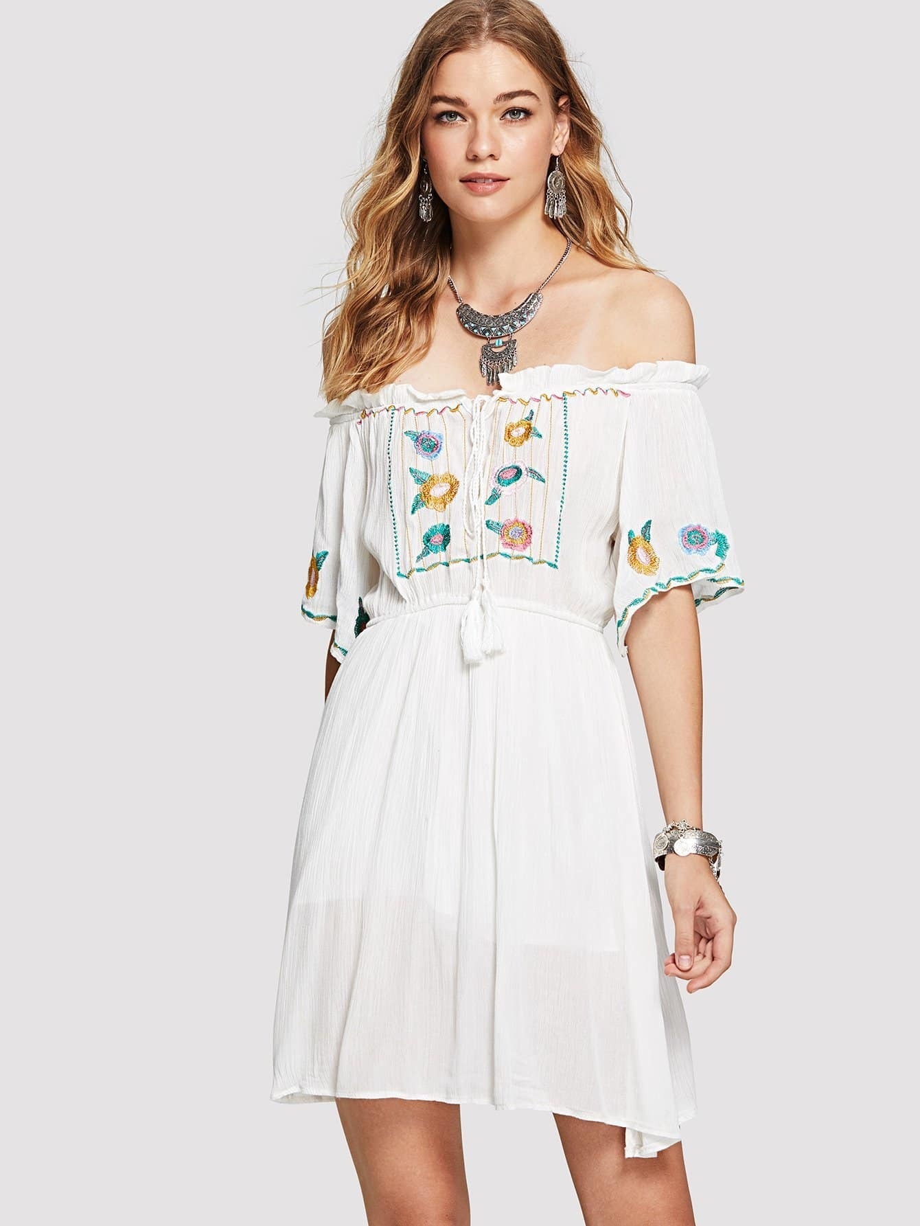 cheap off shoulder floral embroidered dress for sale australia