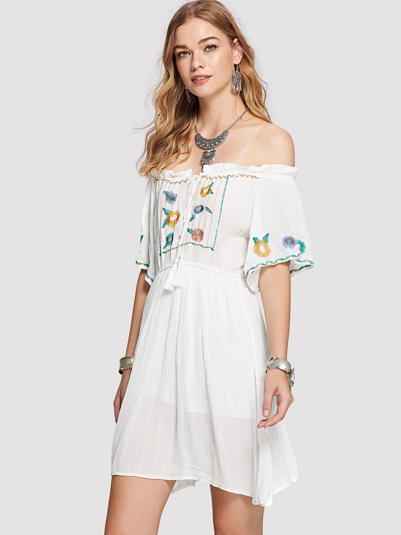 cheap off shoulder floral embroidered dress for sale australia