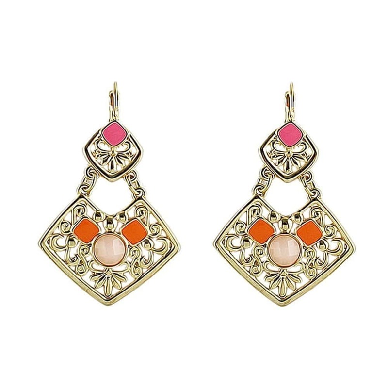 

Hotpink Hotpink Yellow Enamel Earrings, Multicolor