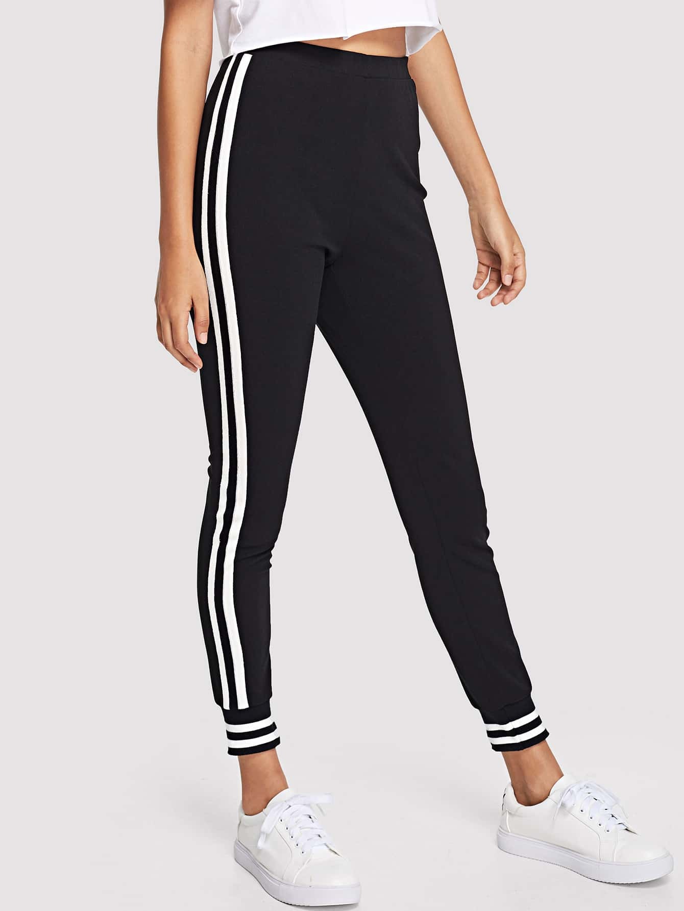 contrast striped trim sweatpants shein sheinside contrast striped trim sweatpants shein sheinside
