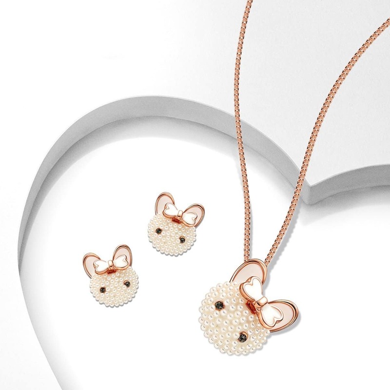 

Faux Pearl Rabbit Necklace 1pc & Earrings 1pair