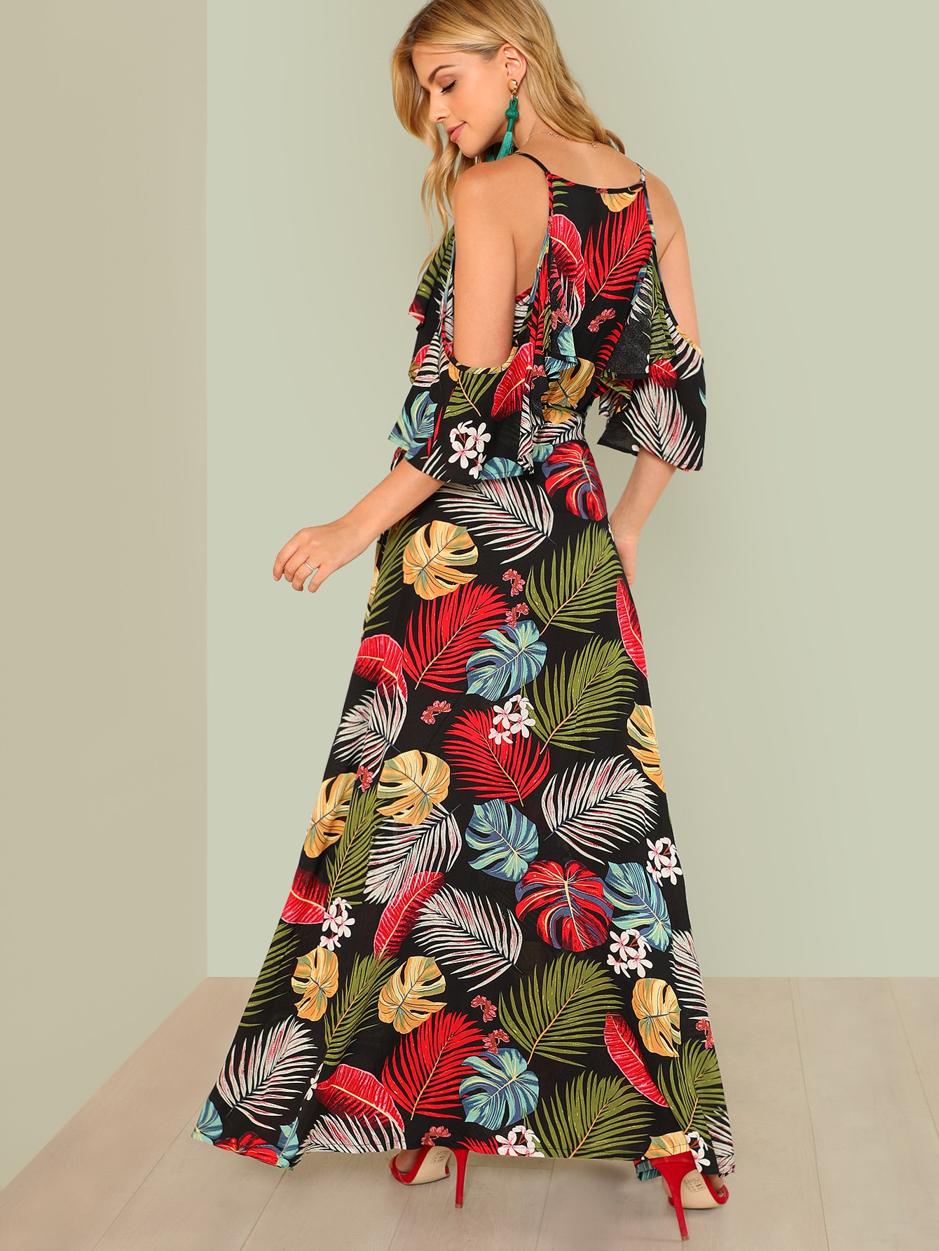 Vestido maxi de chiffon con tirantes dobles y cruzados en la espalda Caléndula Tallas Grandes