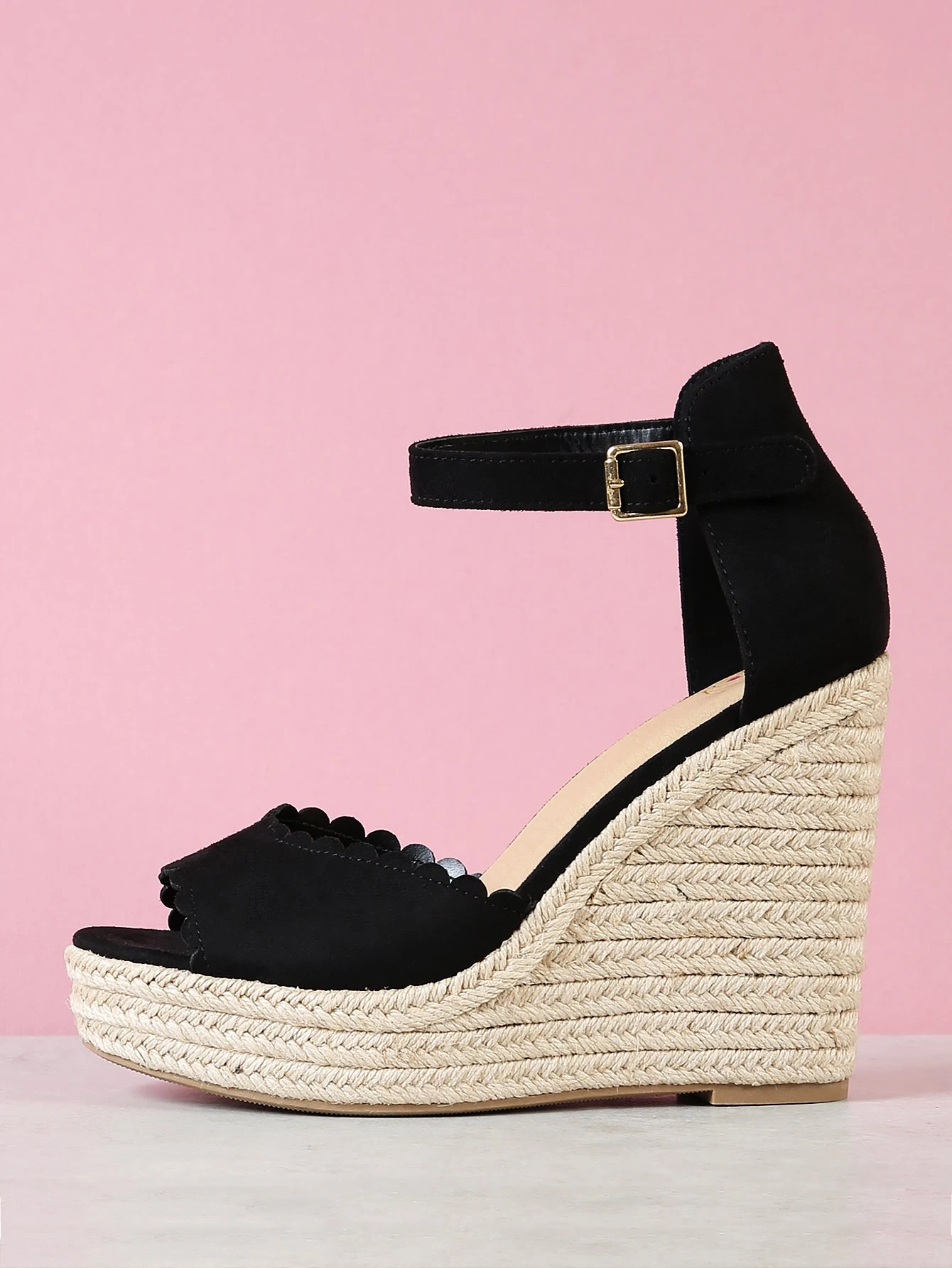 scalloped platform espadrille sandal