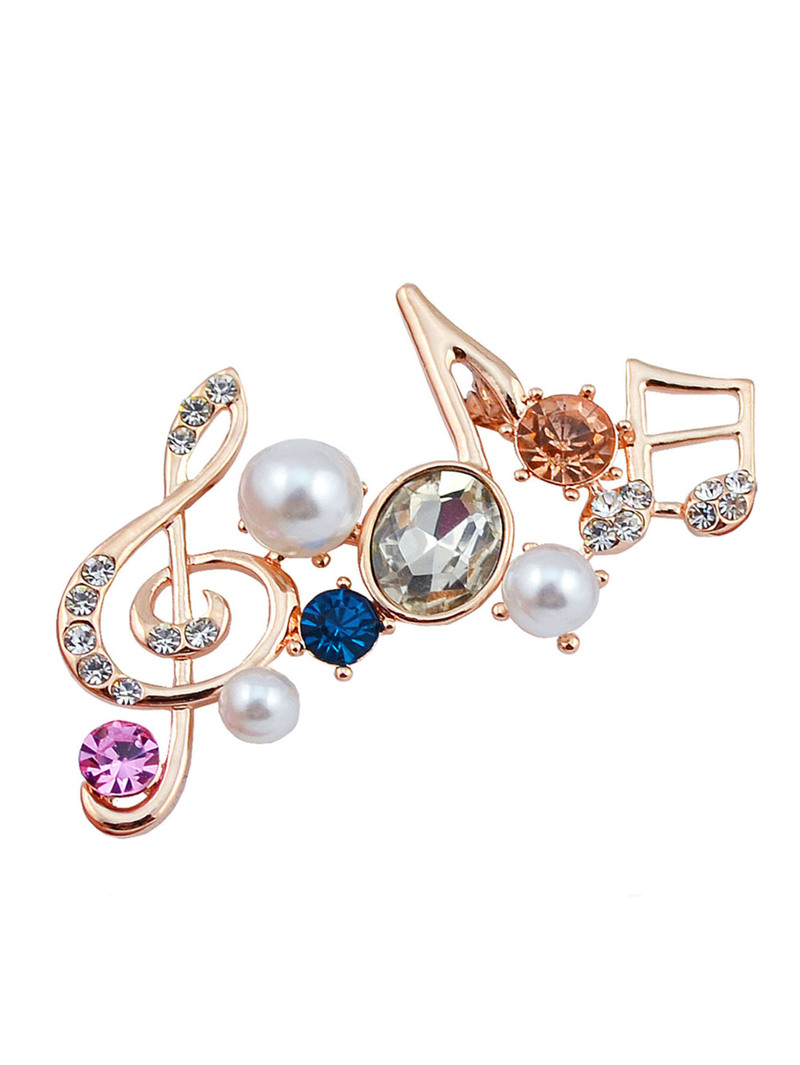 

Note Design Brooch With Jewelry, Colorful