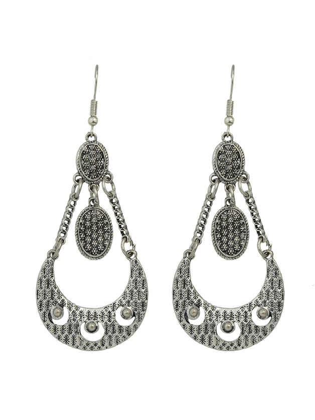 

Black Pu Leather Tassel Earrings, Silver