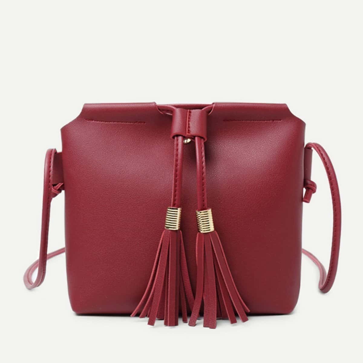 

Tassel Detail Crossbody Bag, Burgundy