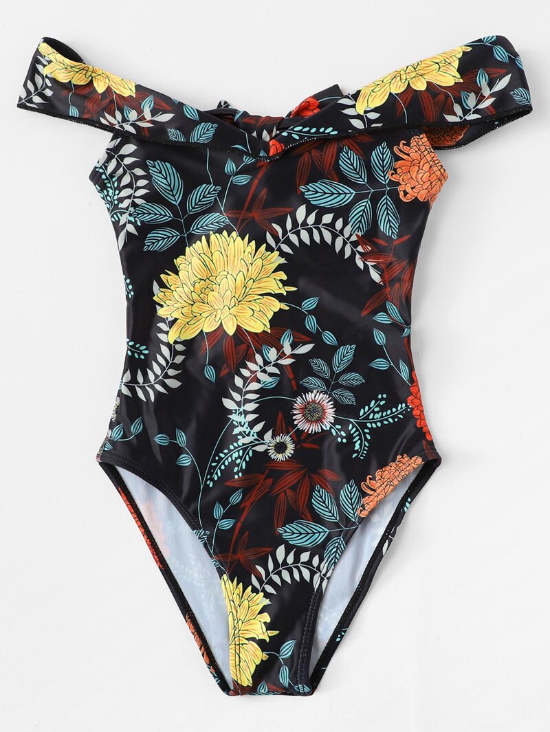 

Girls Floral Cut-Out Swimsuit, Multicolor