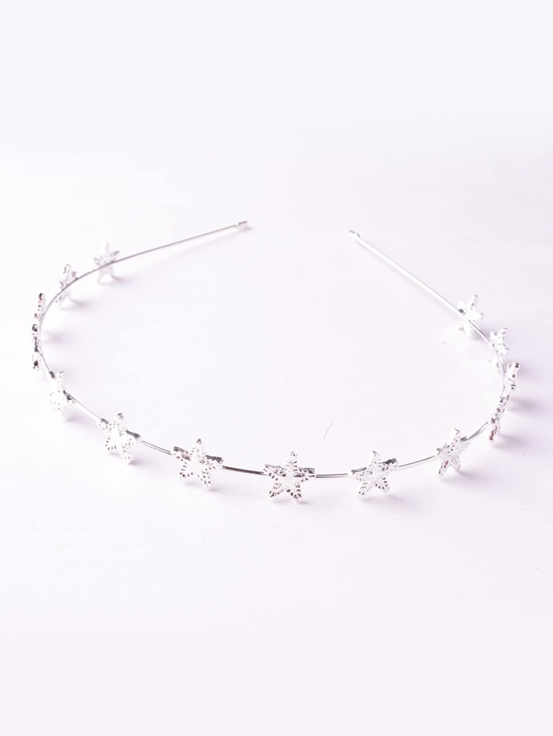 

Star Decorated Metal Headband, Silver