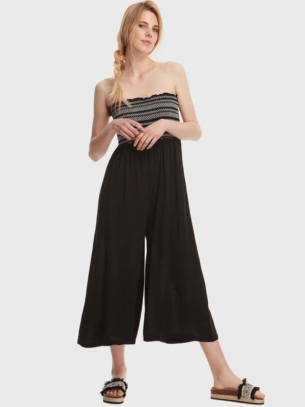 shirred bandeau jumpsuit