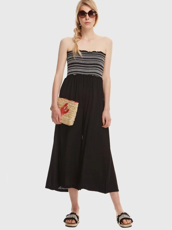shirred bandeau jumpsuit