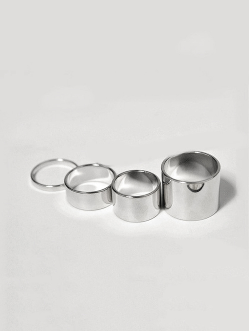 

Plain Wide Ring Set 4pcs, Silver