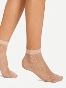 圓點網紗襪2雙 - 彩色 - 查看 2