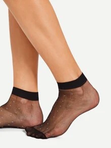 圓點網紗襪2雙 - 彩色 - 查看 3