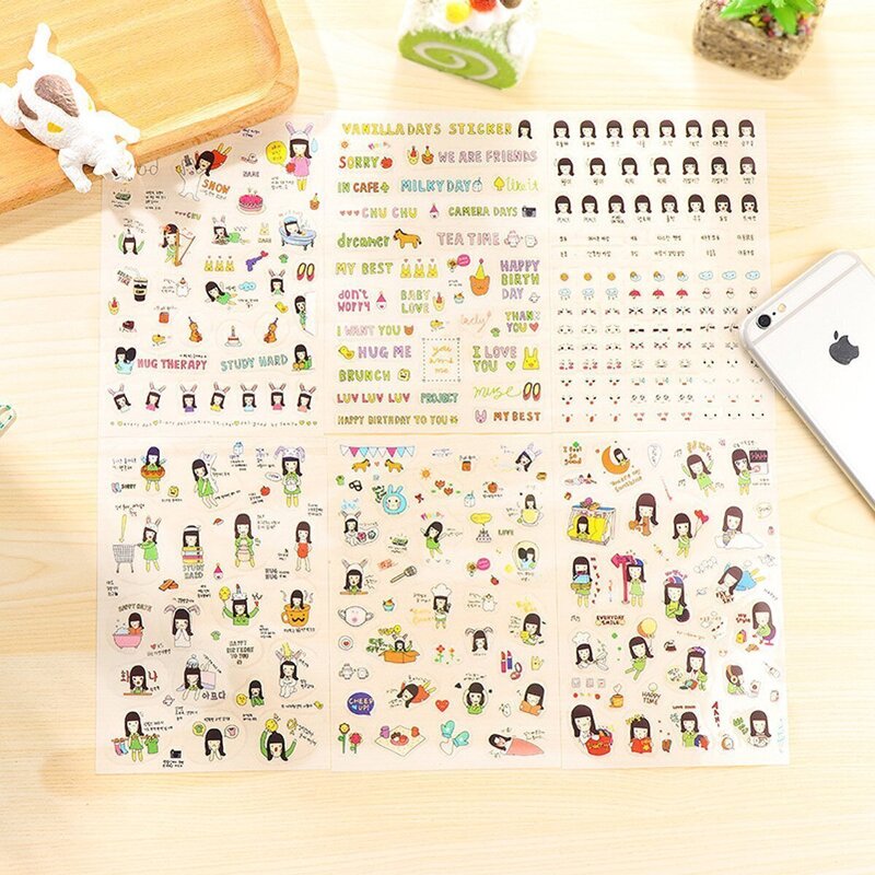 

Cartoon Girl Sticker 6sheets