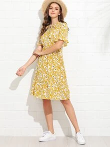 Pussy Bow Daisy Tea Dress - Multicolor - View 3