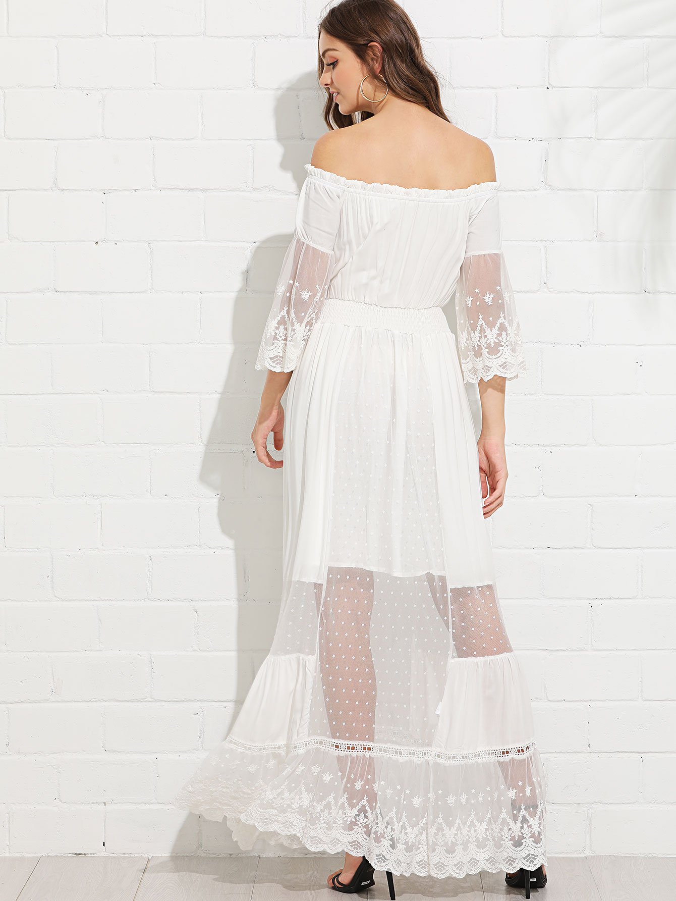 SHEIN Abito lungo trasparente con spalle scoperte e sottoveste | SHEIN  ITALIA
