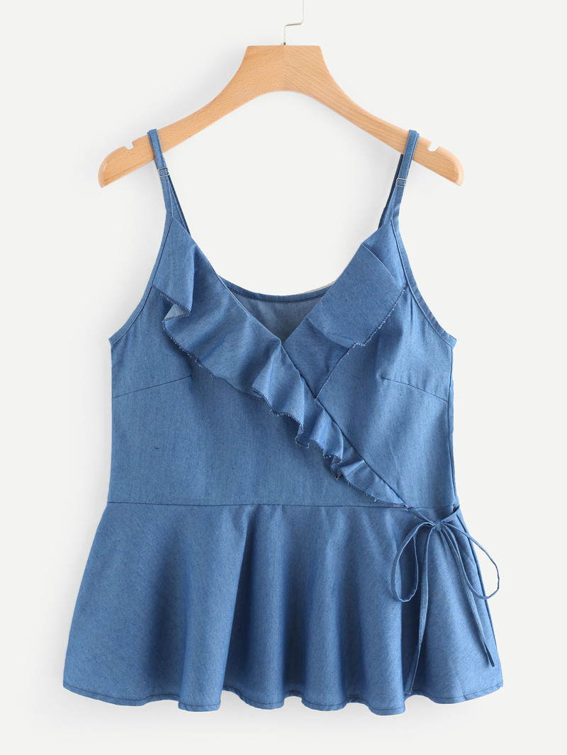 

Raw Hem Denim Cami Top, Blue