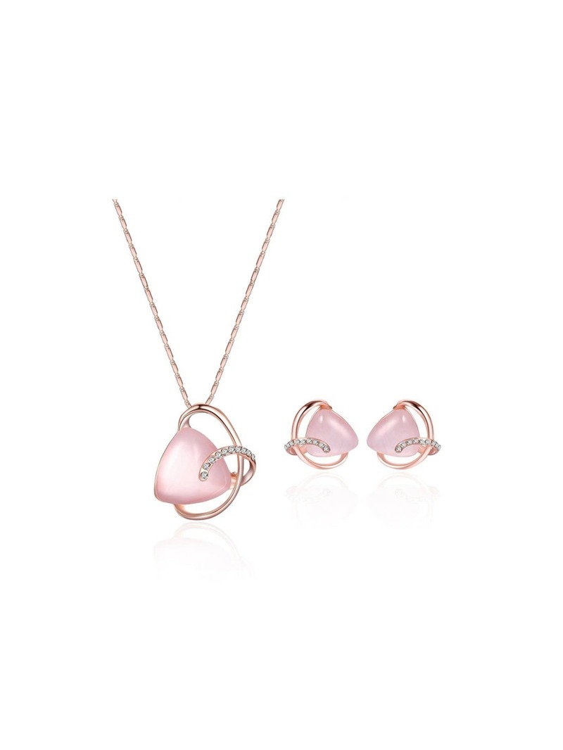 

Geometric Rhinestone Pendant Necklace & Earrings Set
