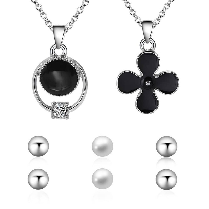 

Clover And Ring Pendant Necklace 2pcs & Earrings 3pairs