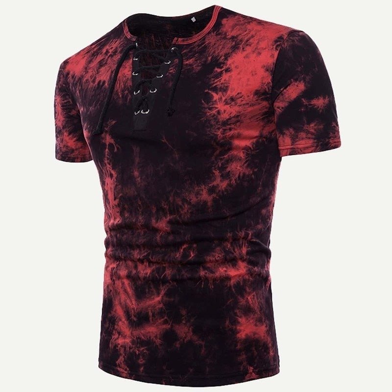 

Guys V Neck Tie Dye Tee, Red
