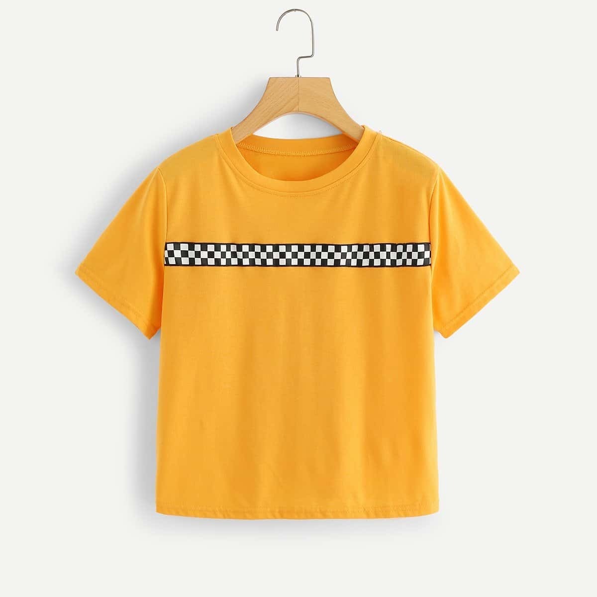 

Gingham Panel Tee, Yellow