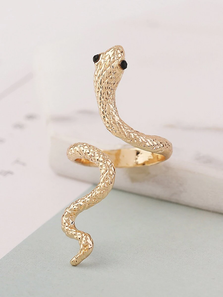 Snake Shaped Ring 1pc - Yellow Gold - View 1