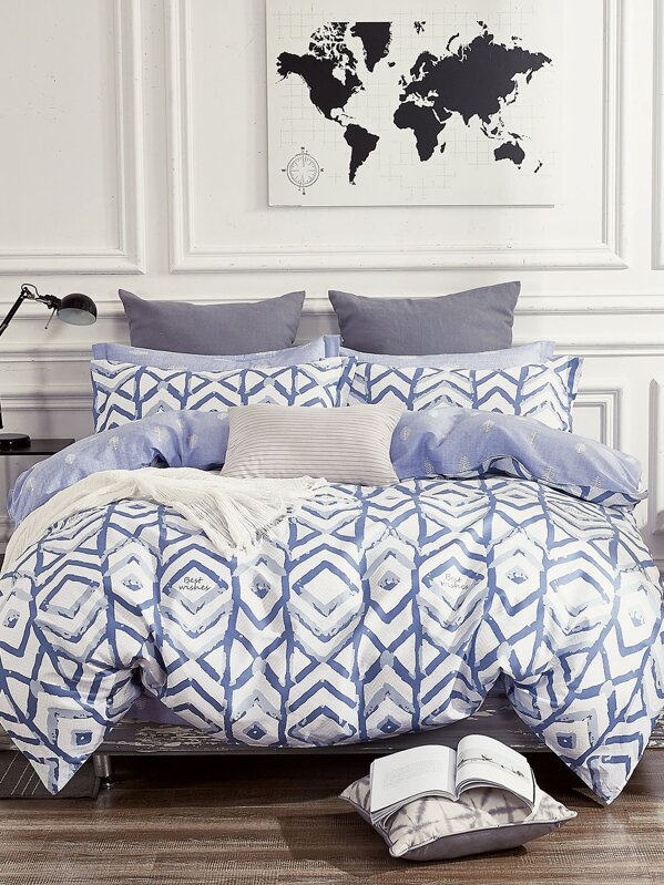 Geometric Feather Duvet Cover 1pc Shein Uk