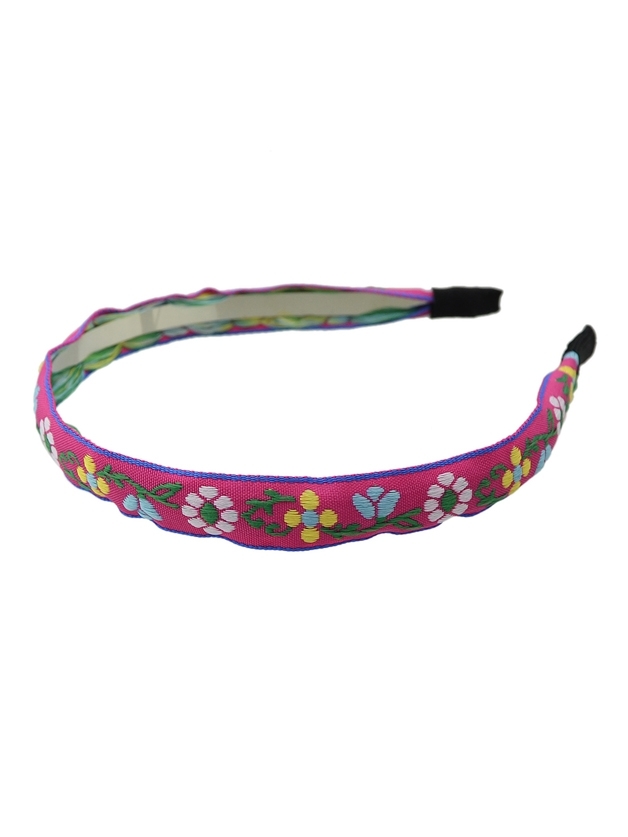 

Hotpink Bohemian Colorful Ribbon Flower Pattern Scarf Headband Accessories, Hot pink