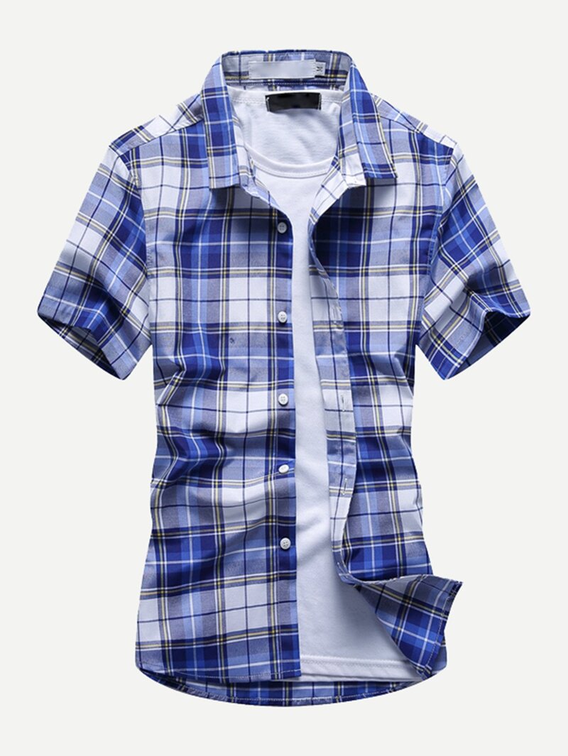 

Men Plaid Blouse, Blue