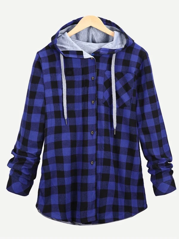 gingham hooded shirt