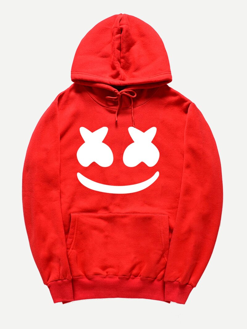 

Men Figure Print Hooded Sweatshirt, Red