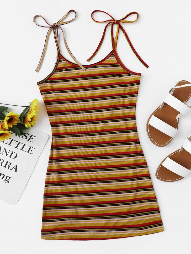 

Colorful Striped Cami Dress, Multicolor