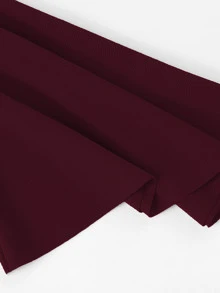 SHEIN Unity Flare Sleeve Self-Tie Crop Top - Burgundy - View 5