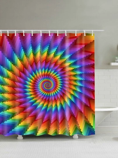 Spiral Tie Dye Shower Curtain With 12pcs Hook Shein In