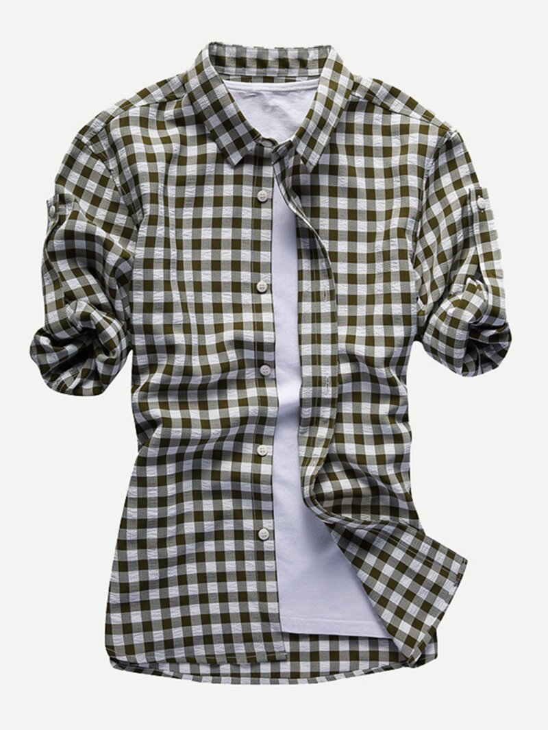 

Men Gingham Blouse, Green