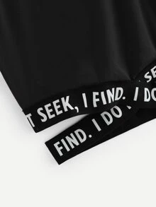 Muchica Slogan Graphic Cut Out Tee I DO NOT SEEK, I FIND - Black - View 3