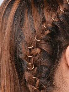 Simple Hair Ring Set 10pcs - Gold - View 2