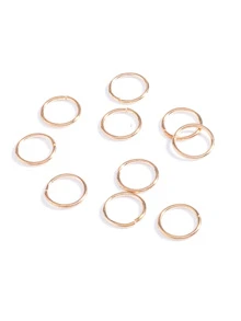 Simple Hair Ring Set 10pcs - Gold - View 4