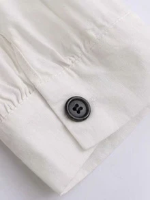 Button Front Blouse - White - View 6