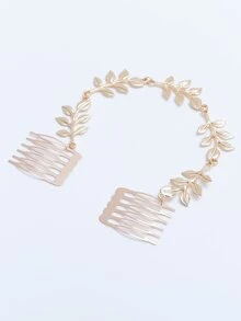 金属叶发饰波西米亚风万圣节 - 金色 - 查看 3