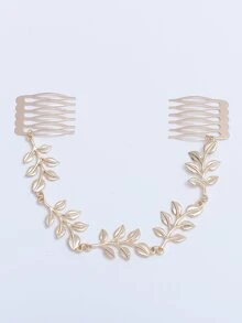 金属叶发饰波西米亚风万圣节 - 金色 - 查看 1