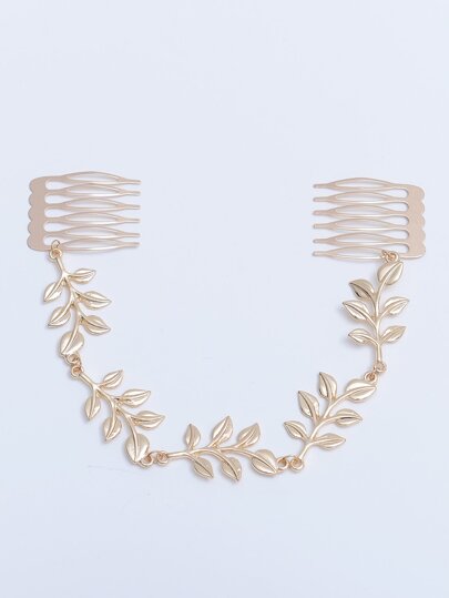 إكسسوارات شعر معدنية على شكل ورق طراز بوهو لعيد