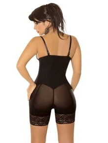 Plus Zip Front Body Sculpting Underwear - Black - View 1