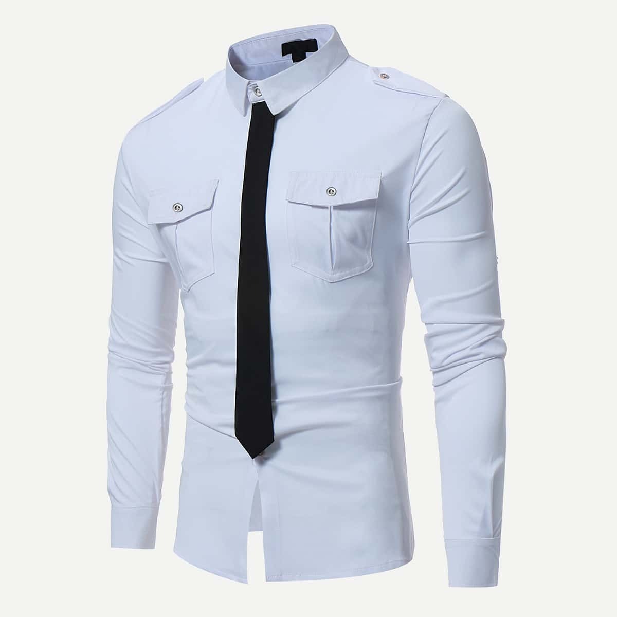 

Guys Tie Decoration Shirt, White