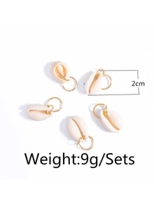 Shell Decorated Hair Ring Set 5pcs Boho Halloween - White - View 4