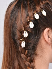 Shell Decorated Hair Ring Set 5pcs Boho Halloween - White - View 1