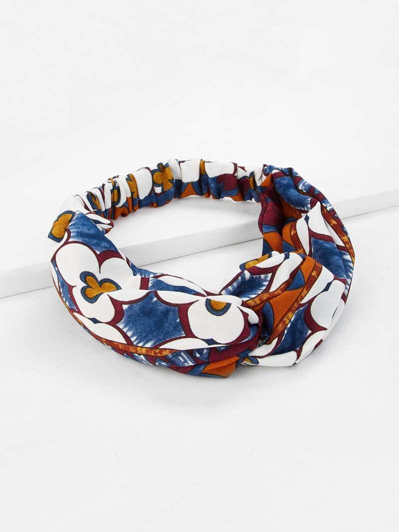

Flower Print Twist Headband, Multicolor